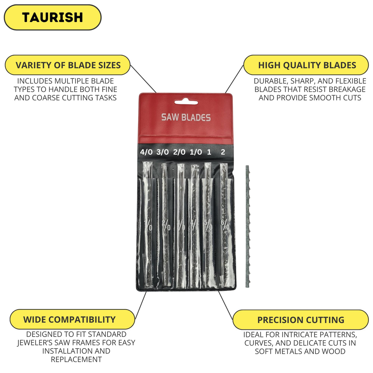 TAURISH saw frame works on metal, wood, plastic, and soft materials