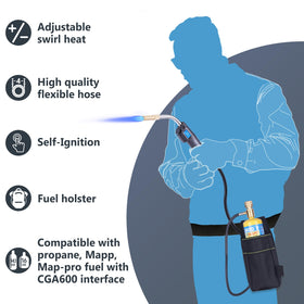 TAUSOM MAPP torch with four point nine foot hose for safe narrow-space work