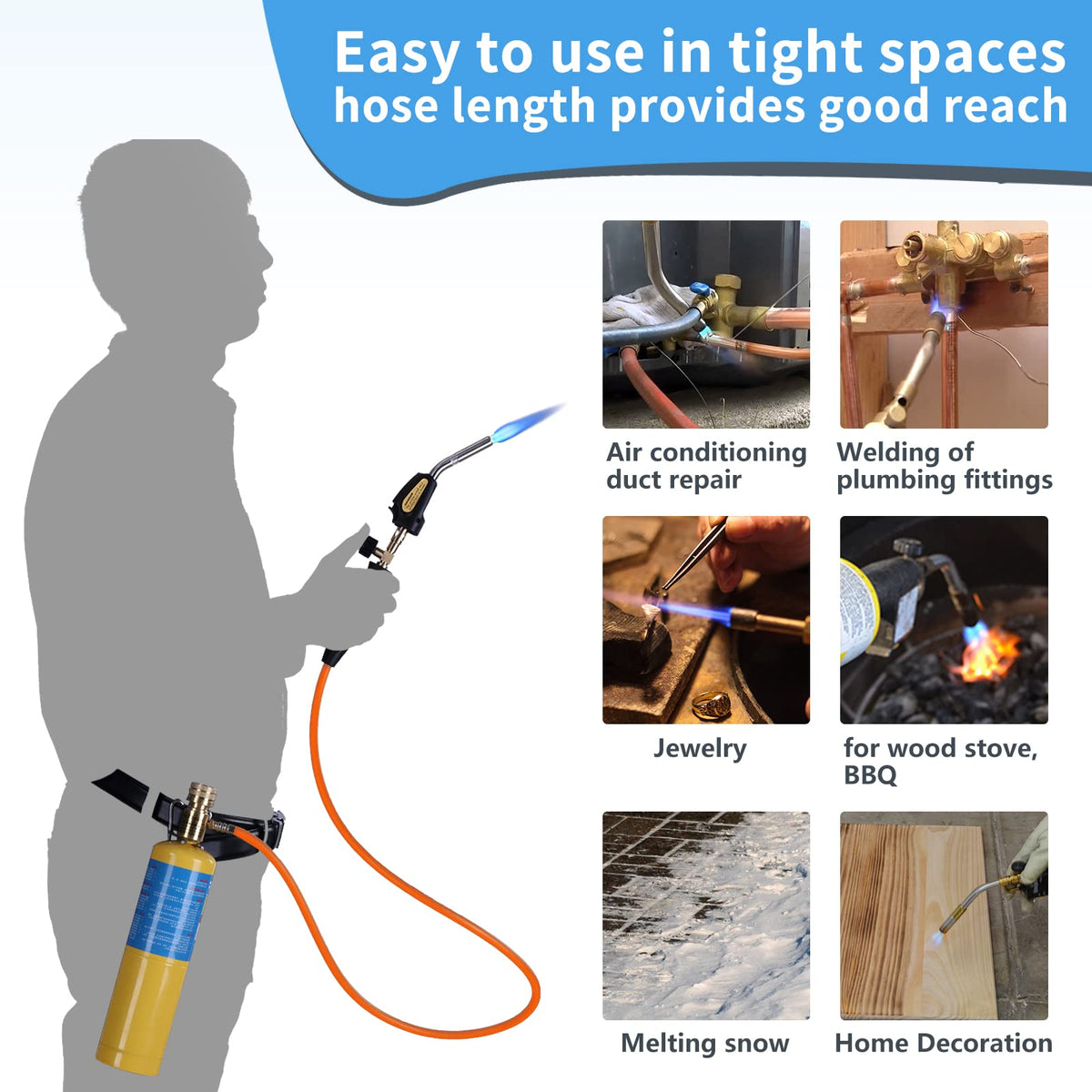 TAUSOM torch hose with regulator delivers steady fuel supply for reliable heating