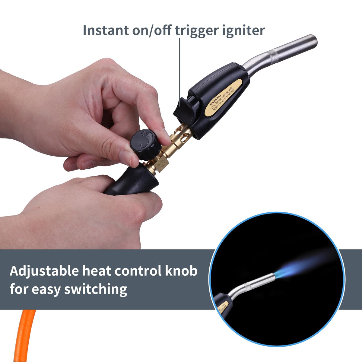 TAUSOM kit contents include torch head, hose, regulator, and cylinder clip