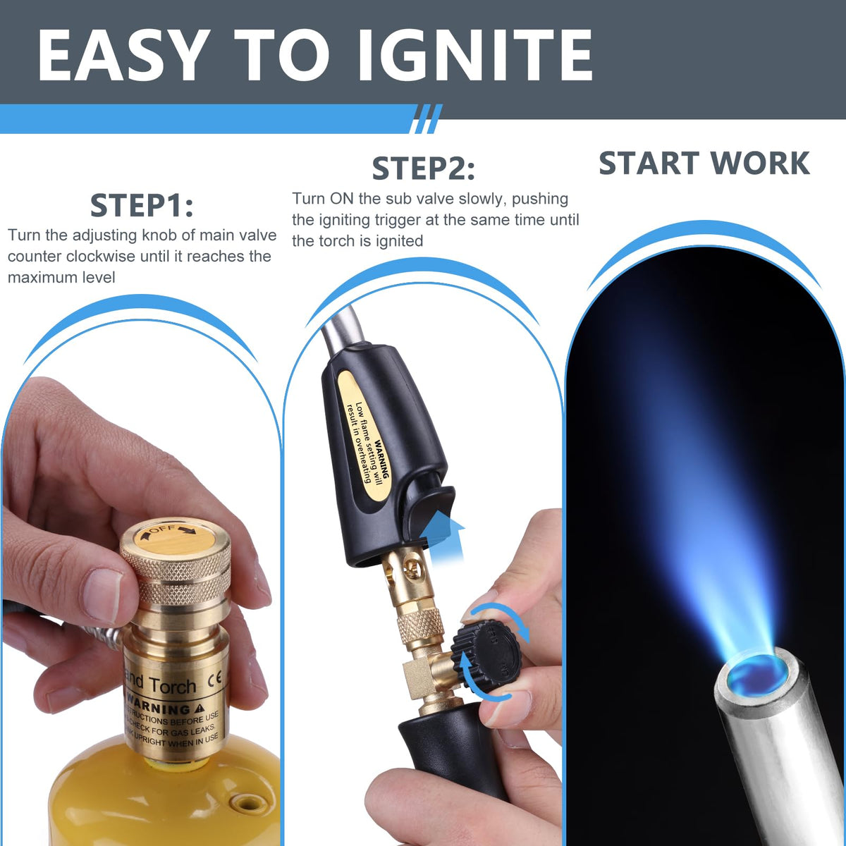 TAUSOM trigger-start and heat-adjustment knob enable controlled ignition and heat