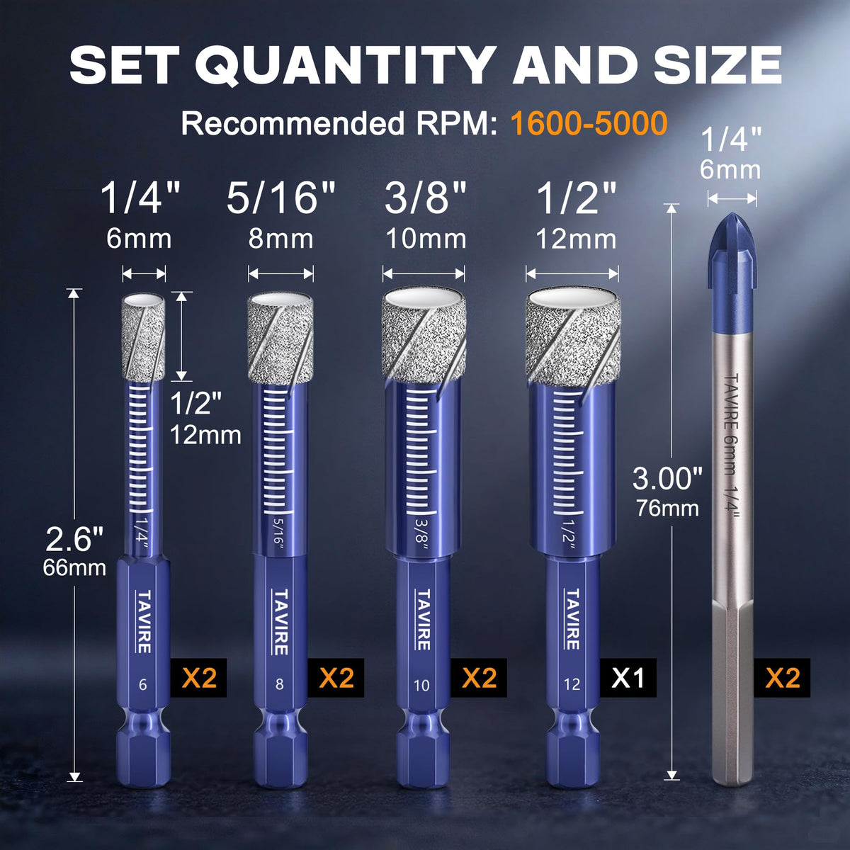 Tavire tile drill bits cut quickly with minimal tile cracking