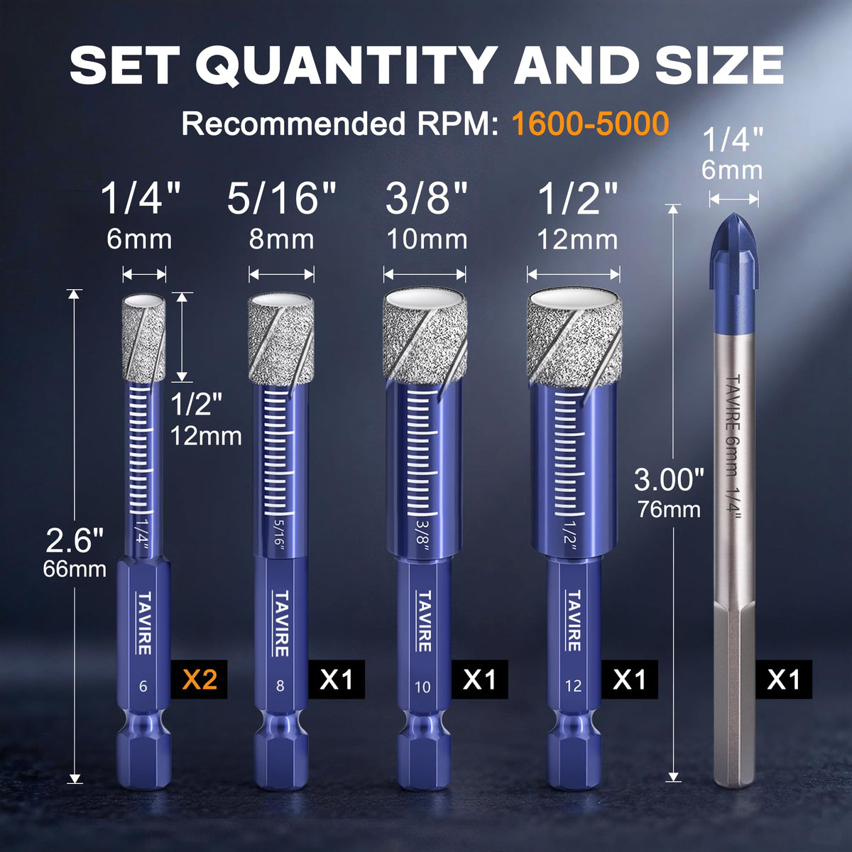 Tavire hex shank drill bits provide anti-slip grip for stable drilling.