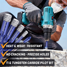 Tavire dry drilling performance supports porcelain, ceramic, tile and glass.