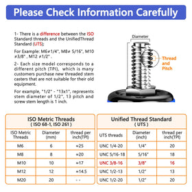 TAYLOON threaded stem 3/8-16x1 fits most trolleys