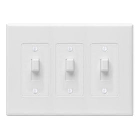 TayMac 2673W 3-Gang MASQUE decorator cover in white adds a fresh, modern look for high-traffic rooms.