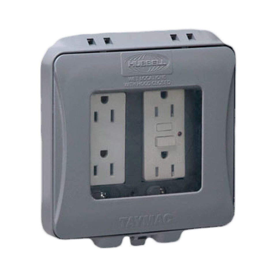 Hubbell TayMac ML2500G cover extending from 1 to 3 inches for in-use configurations
