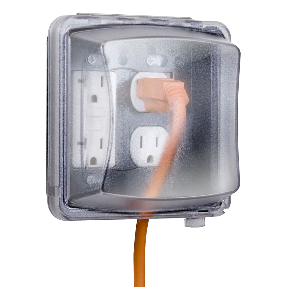 TayMac MM2410C two-gang vertical mount cover protects outlets outdoors