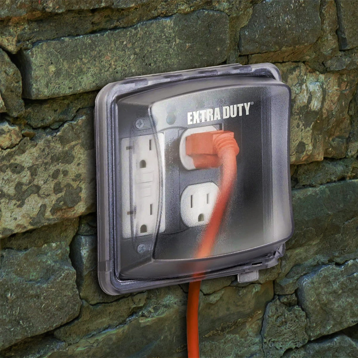 TayMac MM2420C clear cover maintains visibility of outlets and cords.