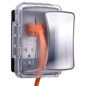 TayMac MM710C weatherproof outlet cover in horizontal configuration protecting outdoor outlets.