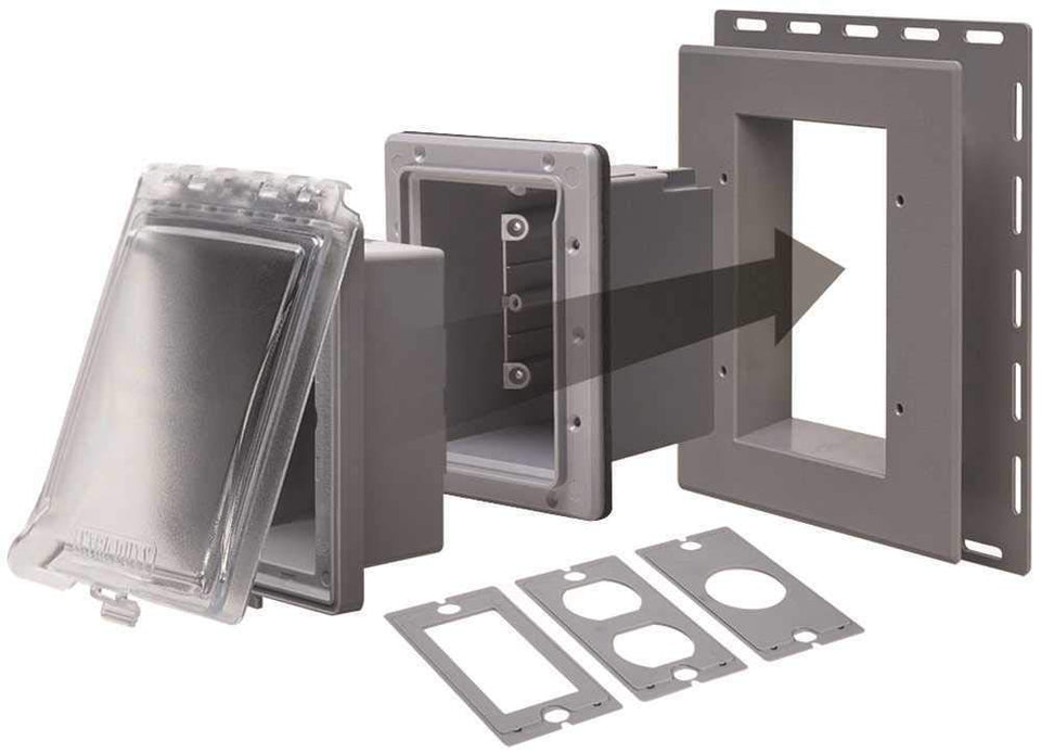 TayMac MR420CG recessed outlet cover provides durable outdoor protection