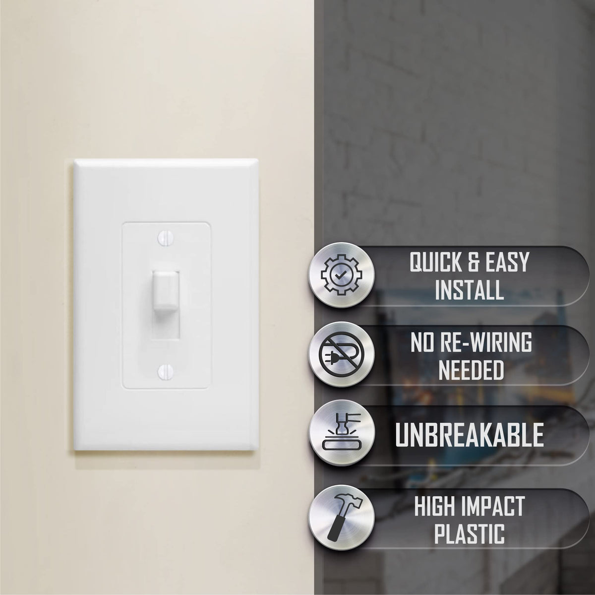 TayMac MW2570W Masque easy installation with screws; no rewiring.