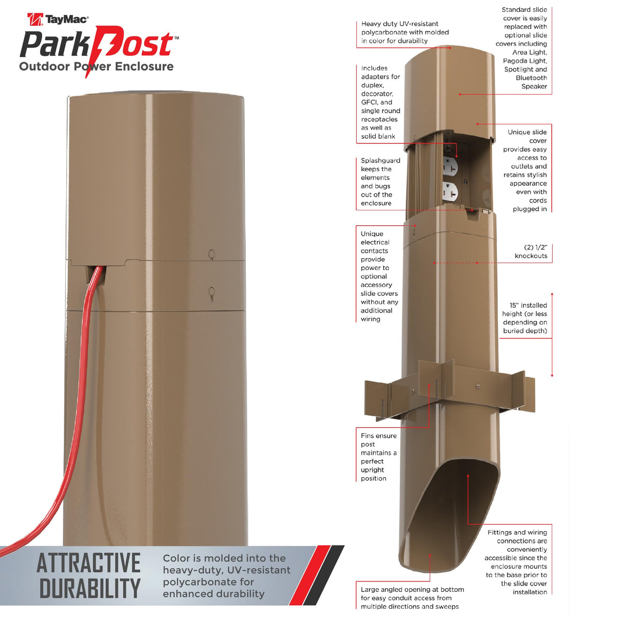 TayMac ParkPost two-cord capacity with GFci options