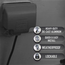 TayMac RayNGuard lockable tab provides tamper resistance for safety.
