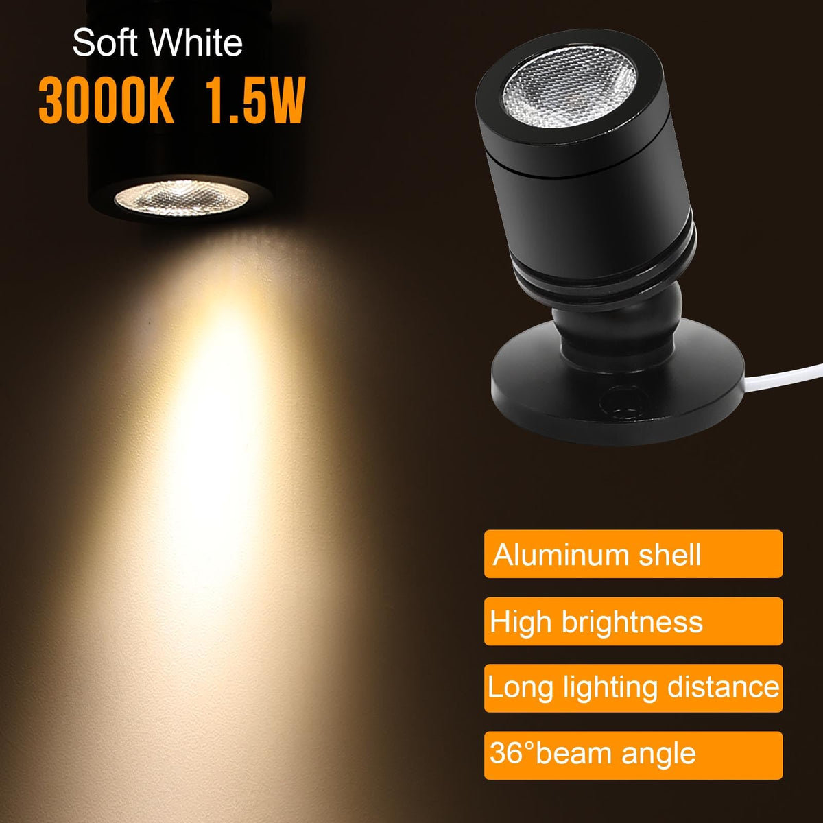 Taysing LED spot light accentuates paintings with natural, non-flickering light.