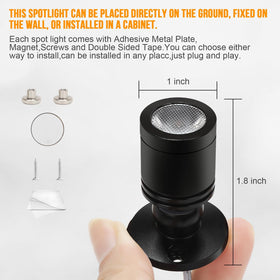 Taysing LED spot light fits shelves and cabinets with easy install.