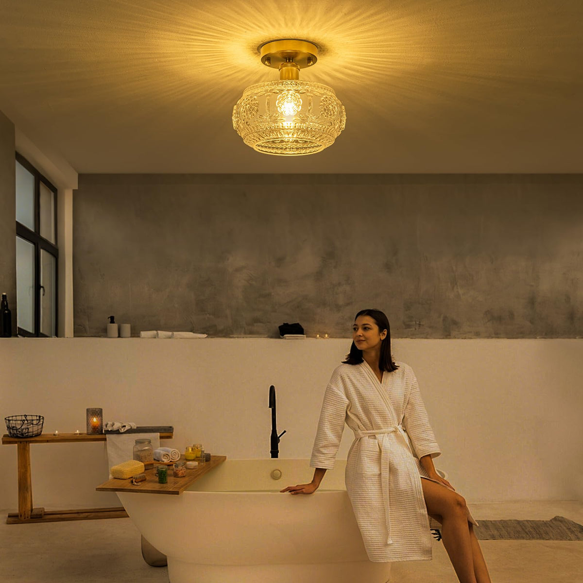 Tbaoinla brass ornate-base finish brings timeless elegance to any space.