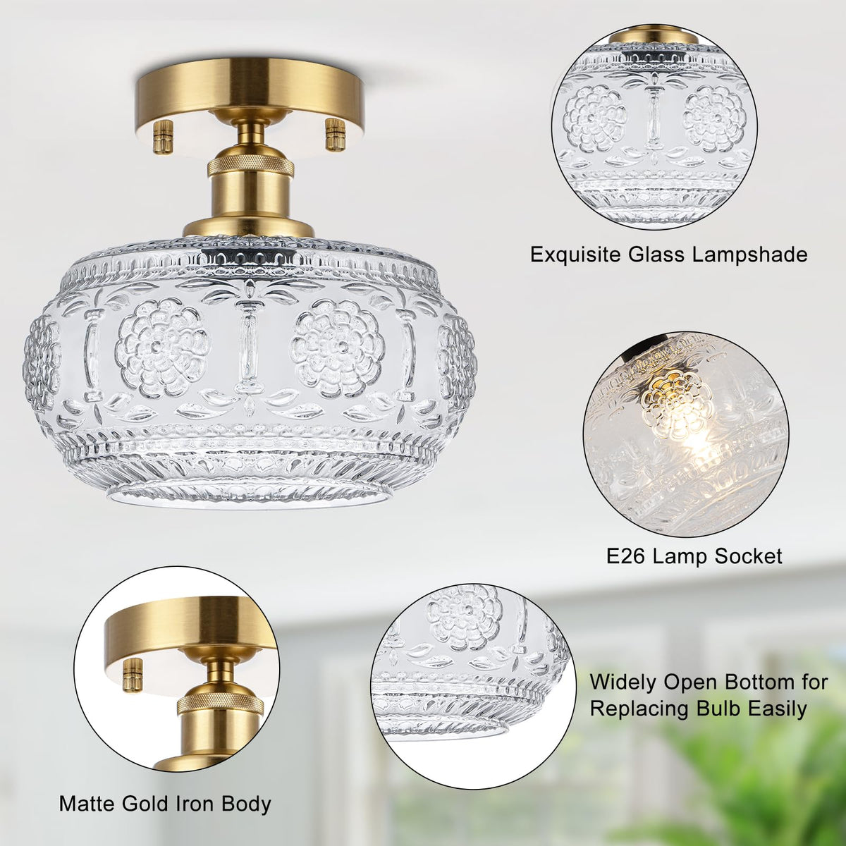 Tbaoinla removable shade enables quick bulb changes without tools.