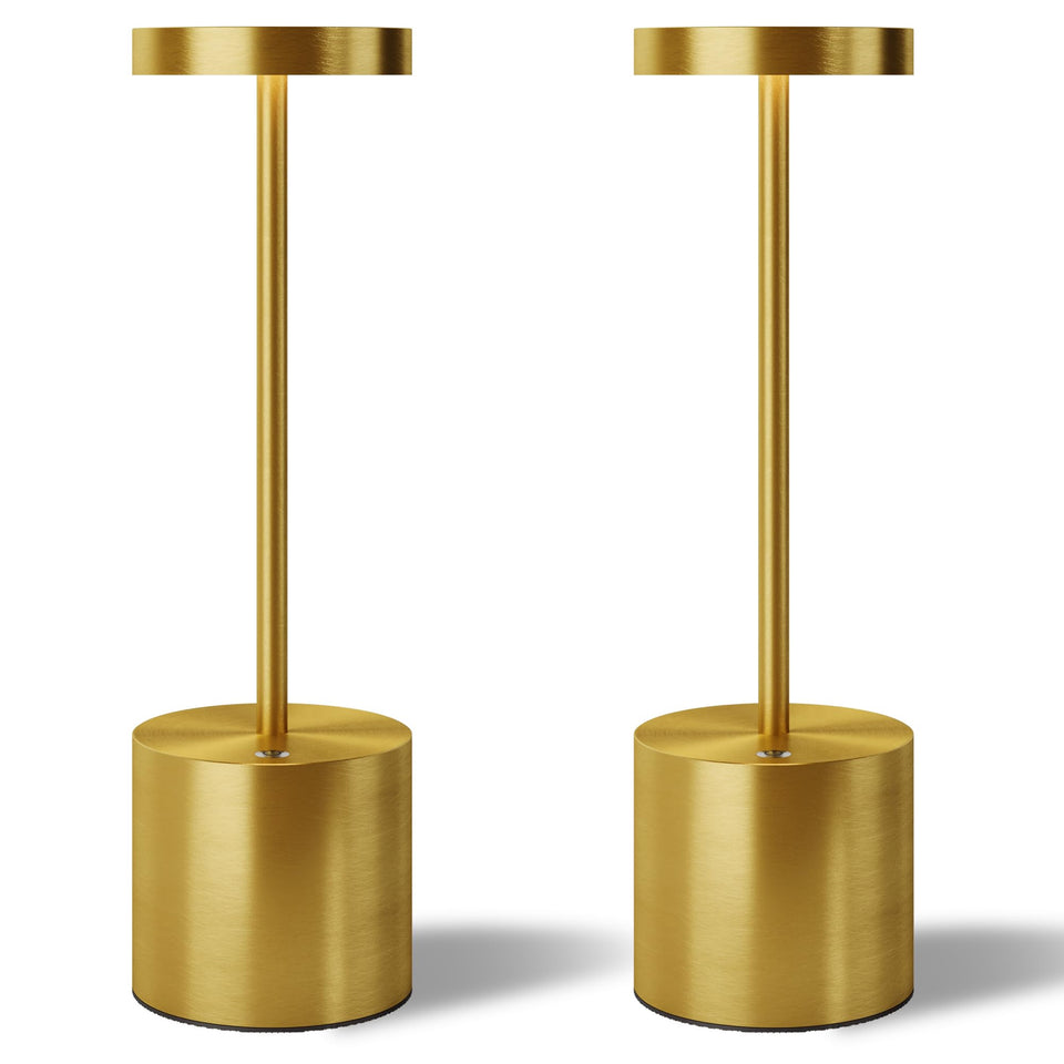 TBBGA gold cordless table lamp 2-pack for ambient lighting.