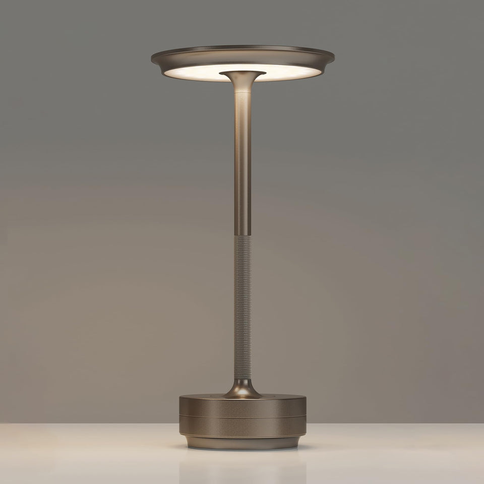 TBBGA rechargeable table lamp front view shows elegant aluminum body for home or cafe ambiance