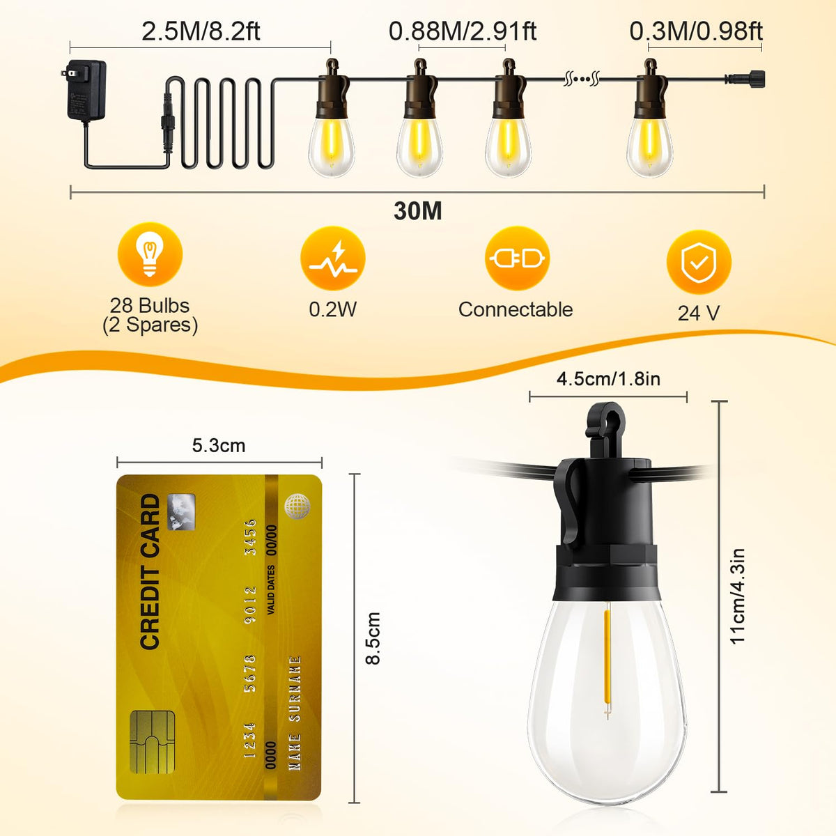 TBOSW 100 ft string lights glow warmly for backyard gatherings.