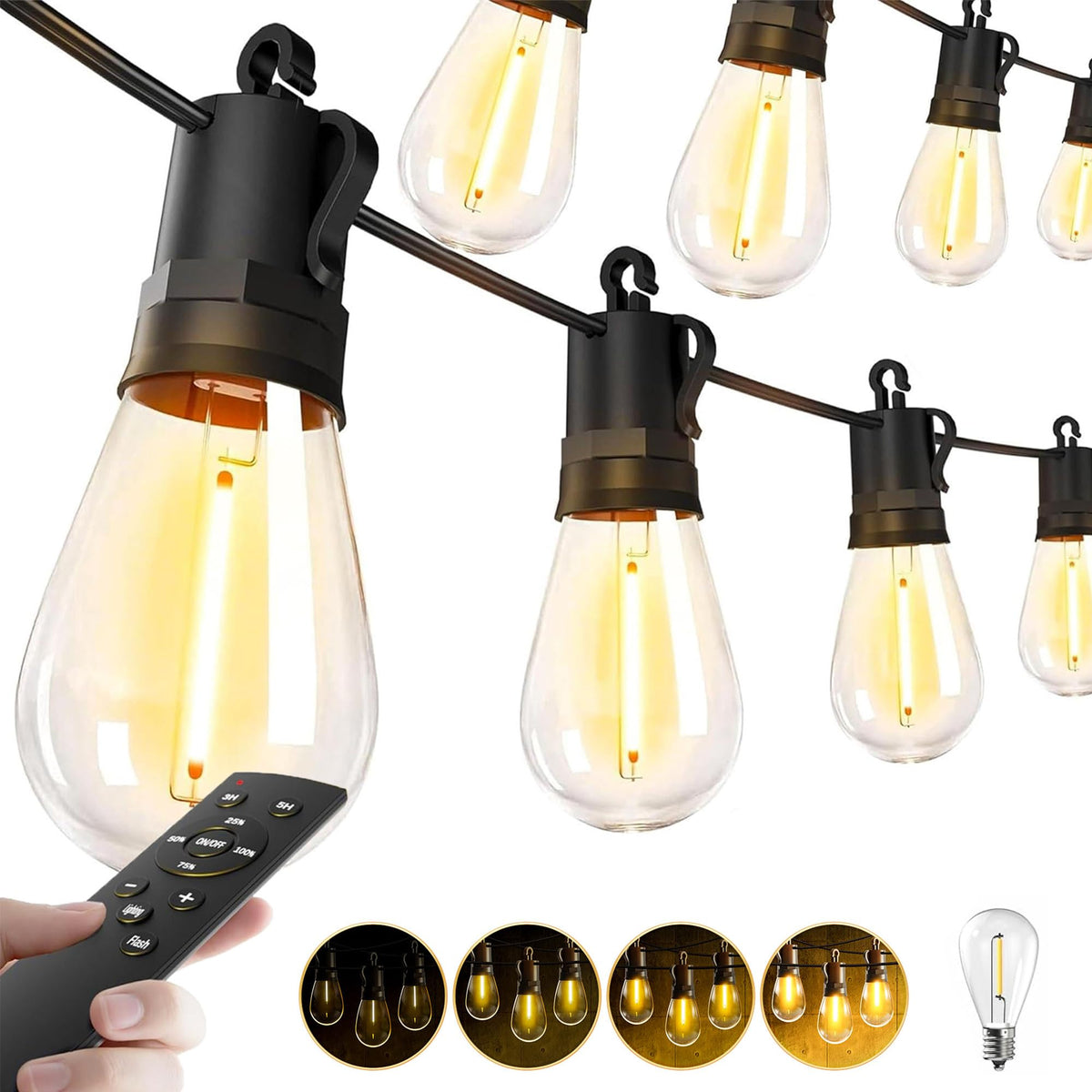 TBOSW outdoor lights 50ft bulbs for porch ambiance and energy efficiency