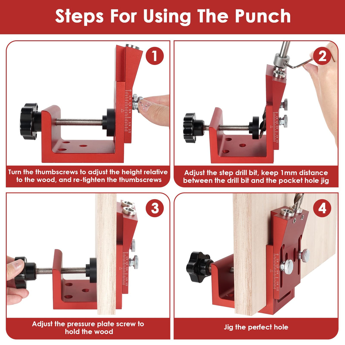 TBVHOMM pocket hole jig kit drill bits support smooth setup.