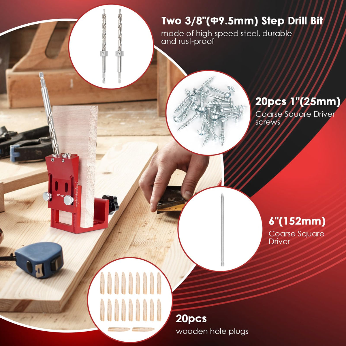 TBVHOMM pocket hole jig kit screws simplify quick assembly.