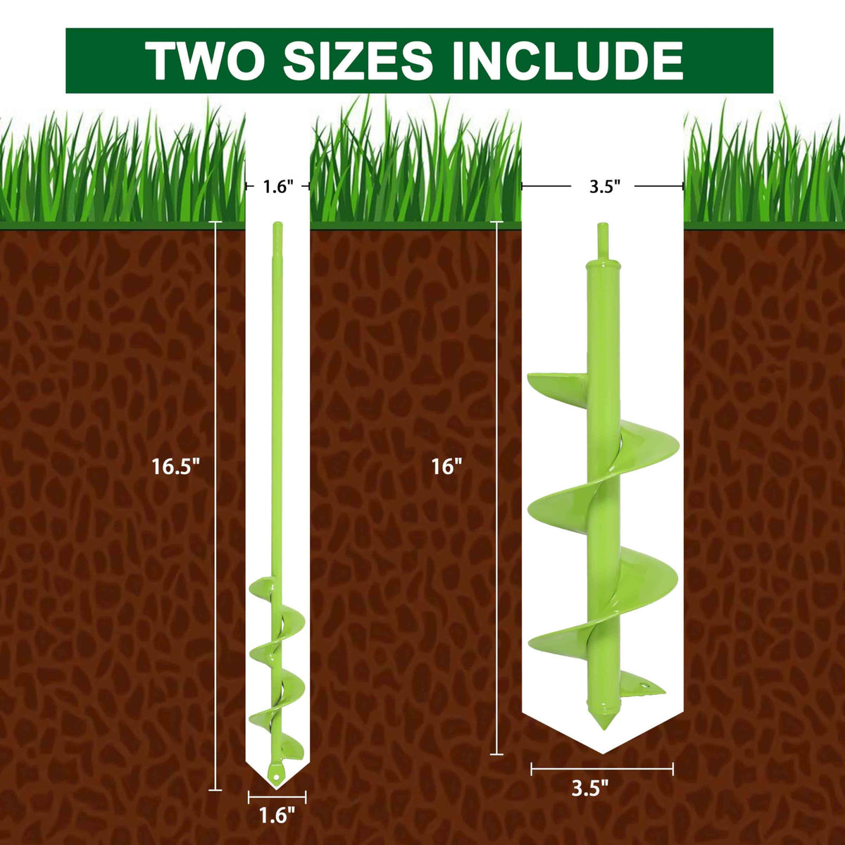TCBWFY garden auger bit 1.6x16.5 side view for bulbs and seedlings