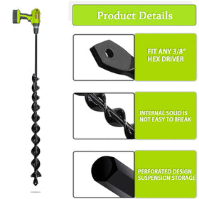 TCBWFY 3/8-inch hex-drive compatible auger for versatile drills.