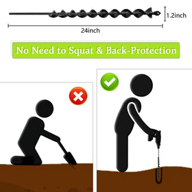TCBWFY long-handle garden auger with spiral tip for deep holes.