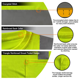 TCCFCCT Hi-Vis shirt chest pocket detail for ID and tools.