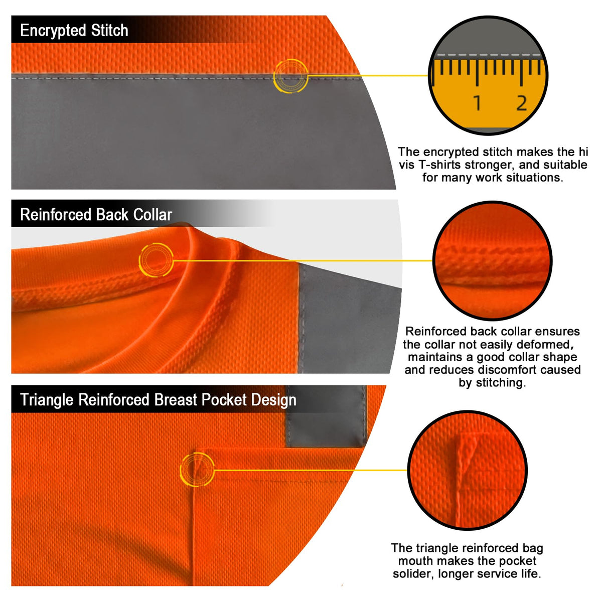 TCCFCCT hi-vis shirt chest-pocket detail for ID and tools