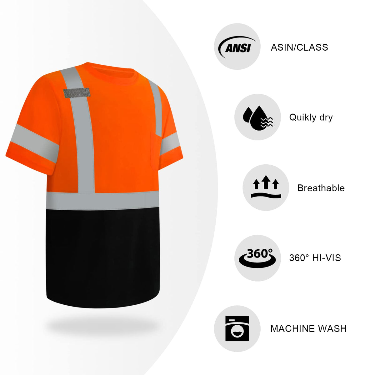 TCCFCCT hi-vis shirt reflective strips detail increases nighttime visibility