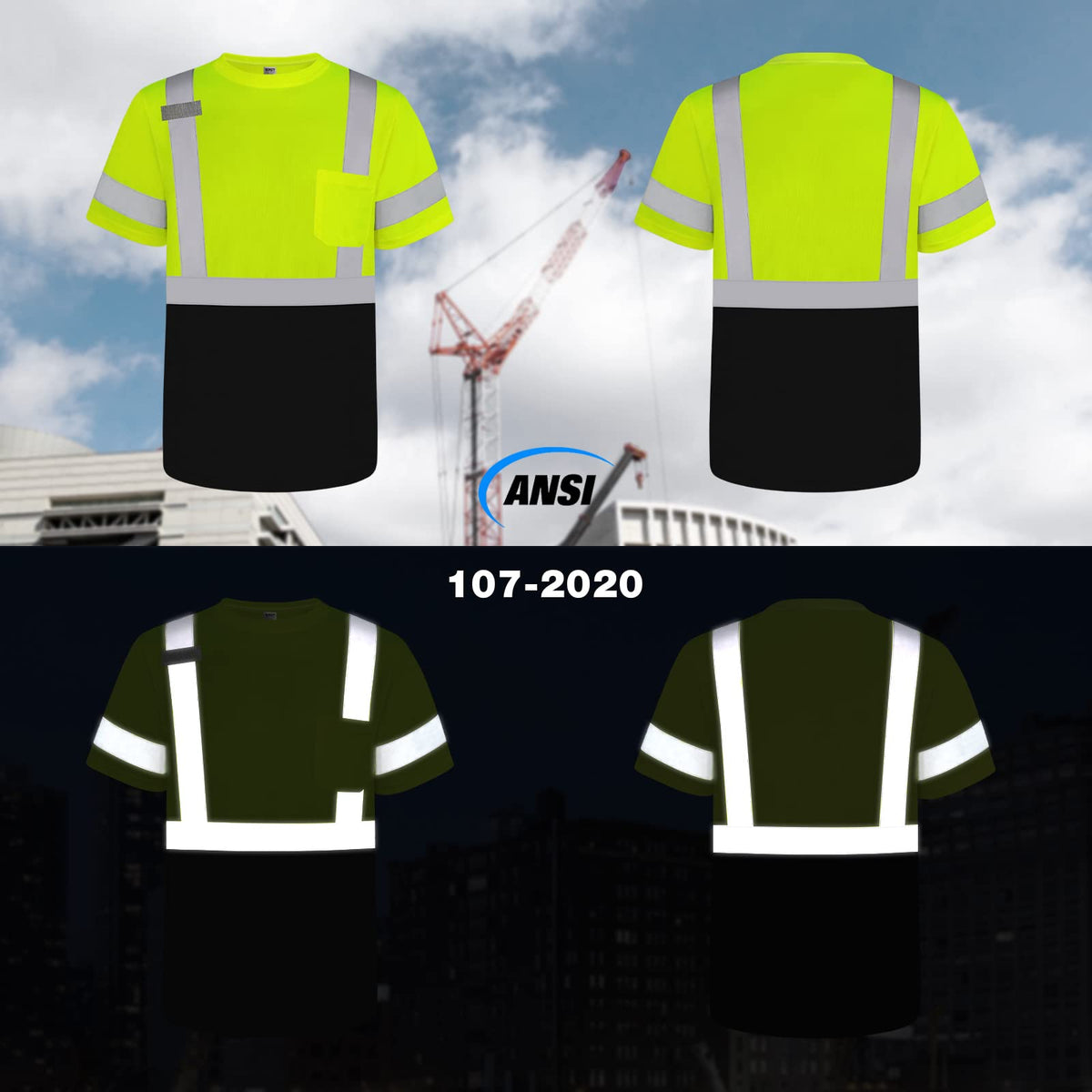 TCCFCCT high visibility shirt back view with 360-degree reflectivity