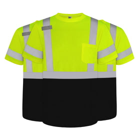 TCCFCCT high visibility shirt front view showing reflective strips and bright color