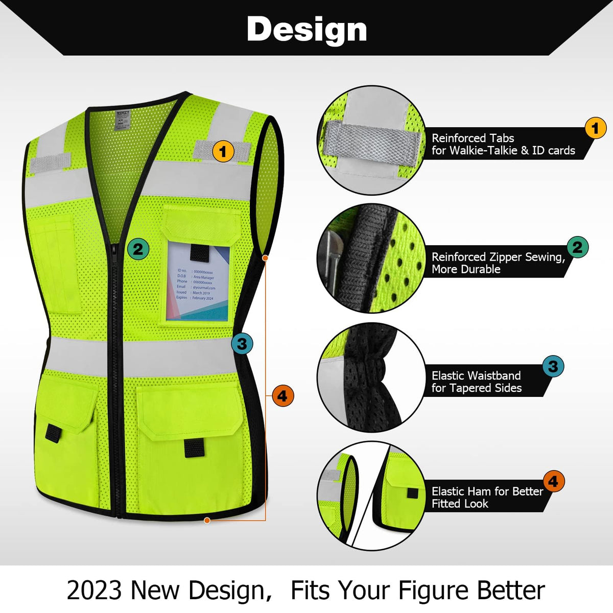 TCCFCCT safety vest zipper detail emphasizing durable closure