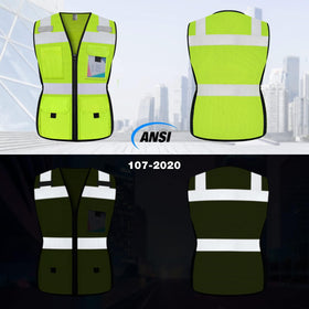 TCCFCCT women's safety vest back view highlighting breathable mesh and snug fit