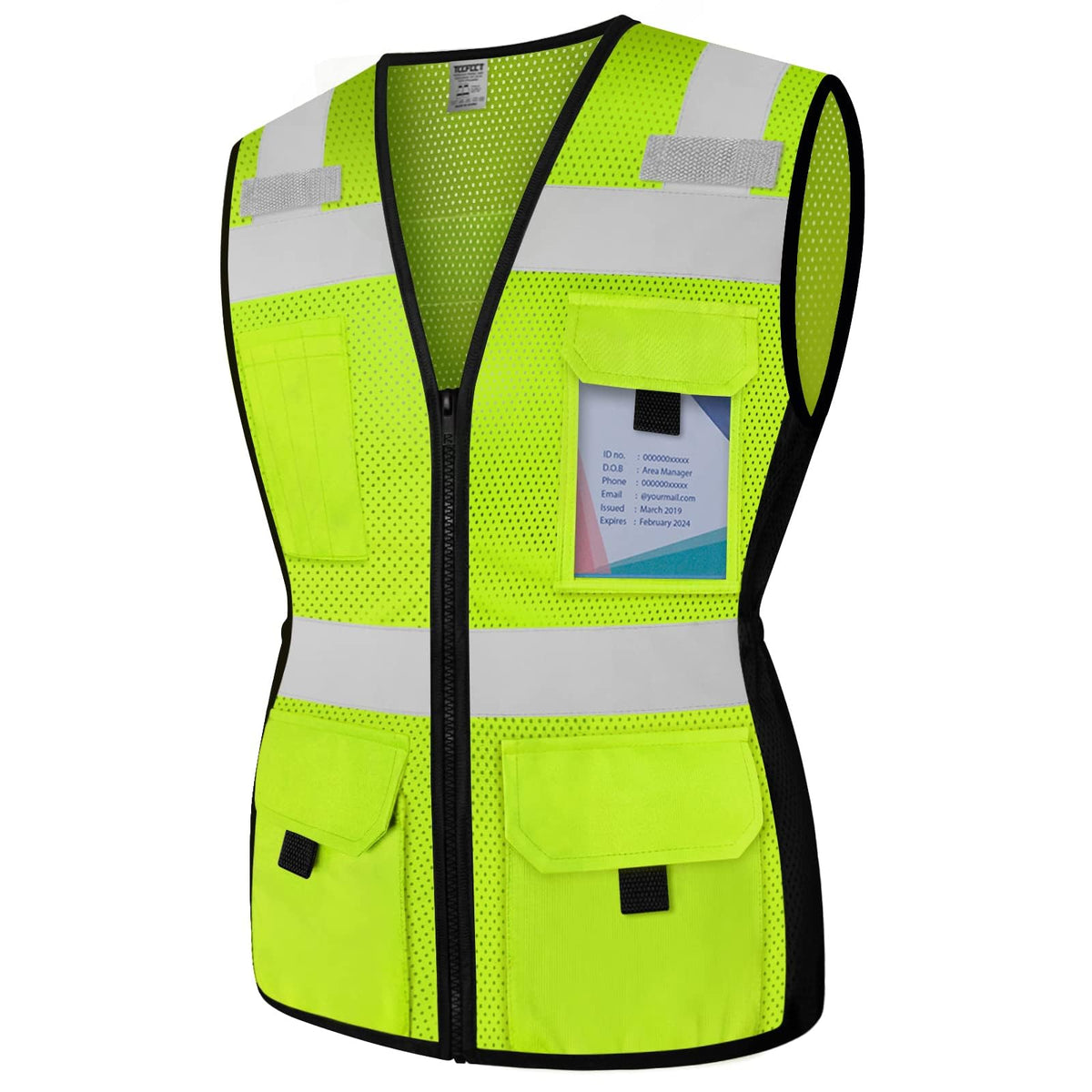 TCCFCCT women's safety vest front view showing 11 pockets for organized tools