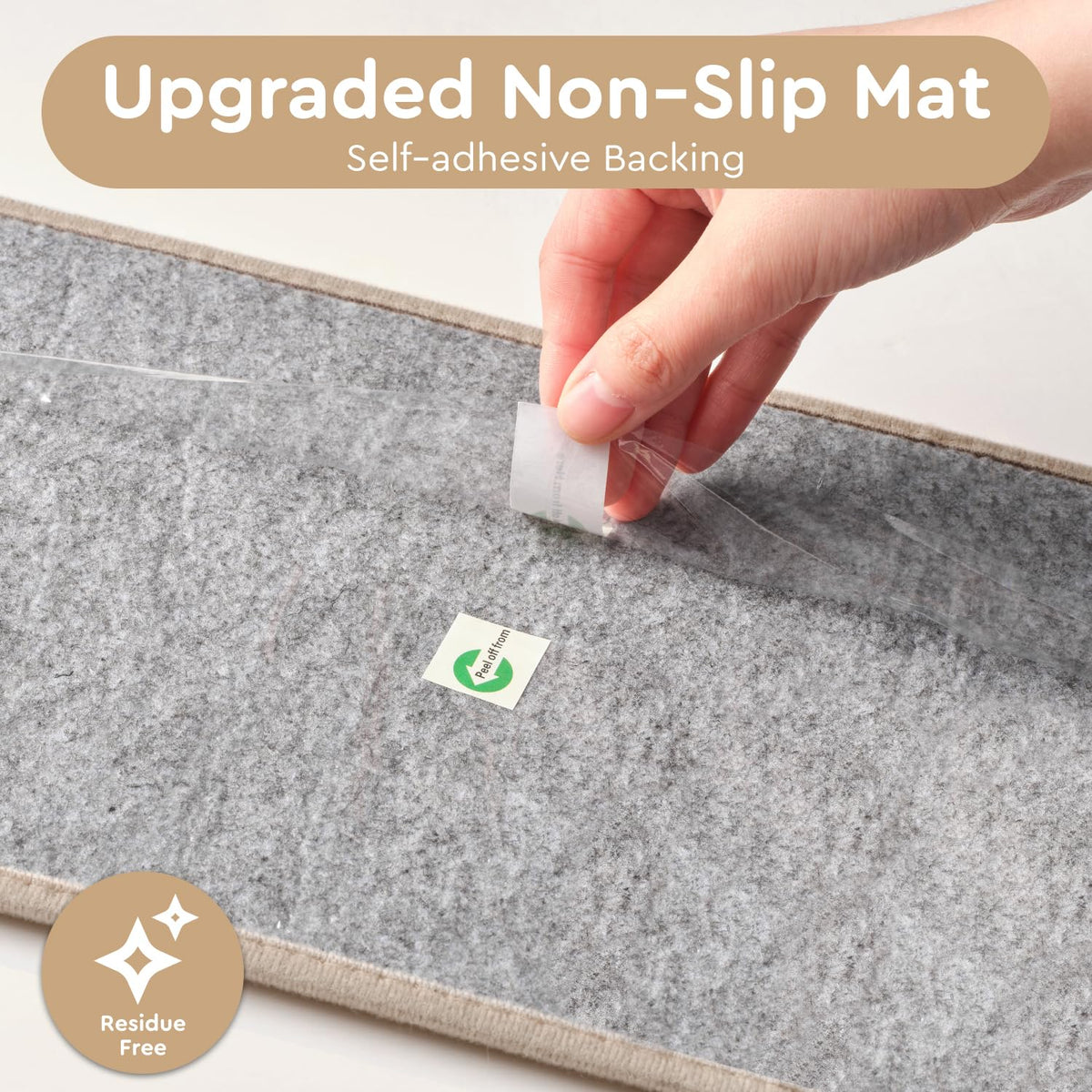 Tchdio peel-and-stick installation makes stair treads quick and tool-free.