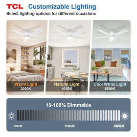 TCL dual-sided blades in wood and white offer decor versatility