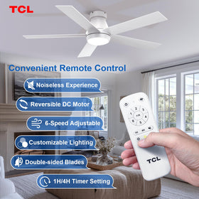 TCL ceiling fan with dimmable LED light for customizable ambiance
