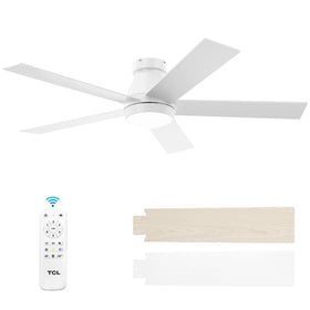 TCL 52-inch modern ceiling fan with white flush mount delivering quiet, even airflow