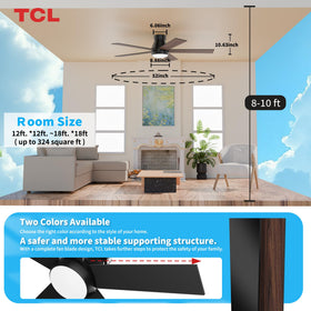 TCL 52-inch black ceiling fan suitable for covered patios and outdoor spaces