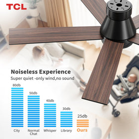 TCL 52-inch black ceiling fan LED light with 3 color temperatures for ambiance