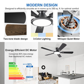 Six remote-controlled speeds on the TCL ceiling fan for precise comfort.