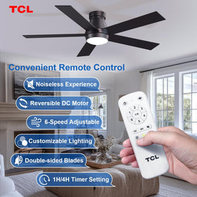 TCL 52-inch dual-tone blades offer black and walnut styling.