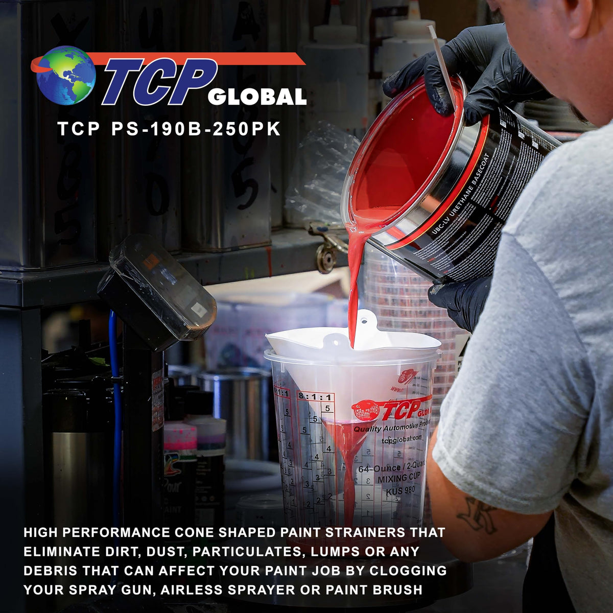 TCP Global 190-micron filtration supports smooth priming and finishing coats.