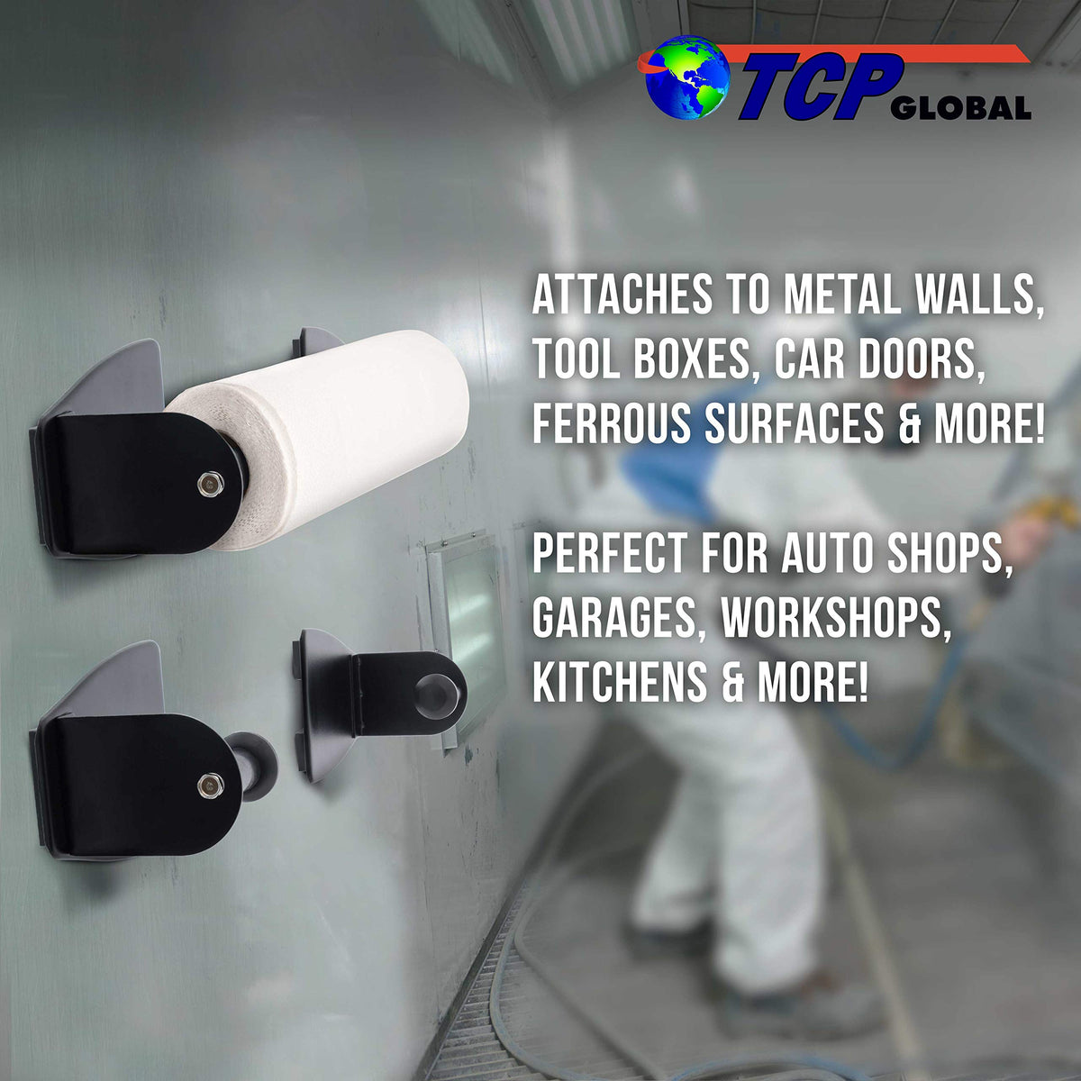 TCP Global magnetic paper towel holder width adjustment supports various towel sizes