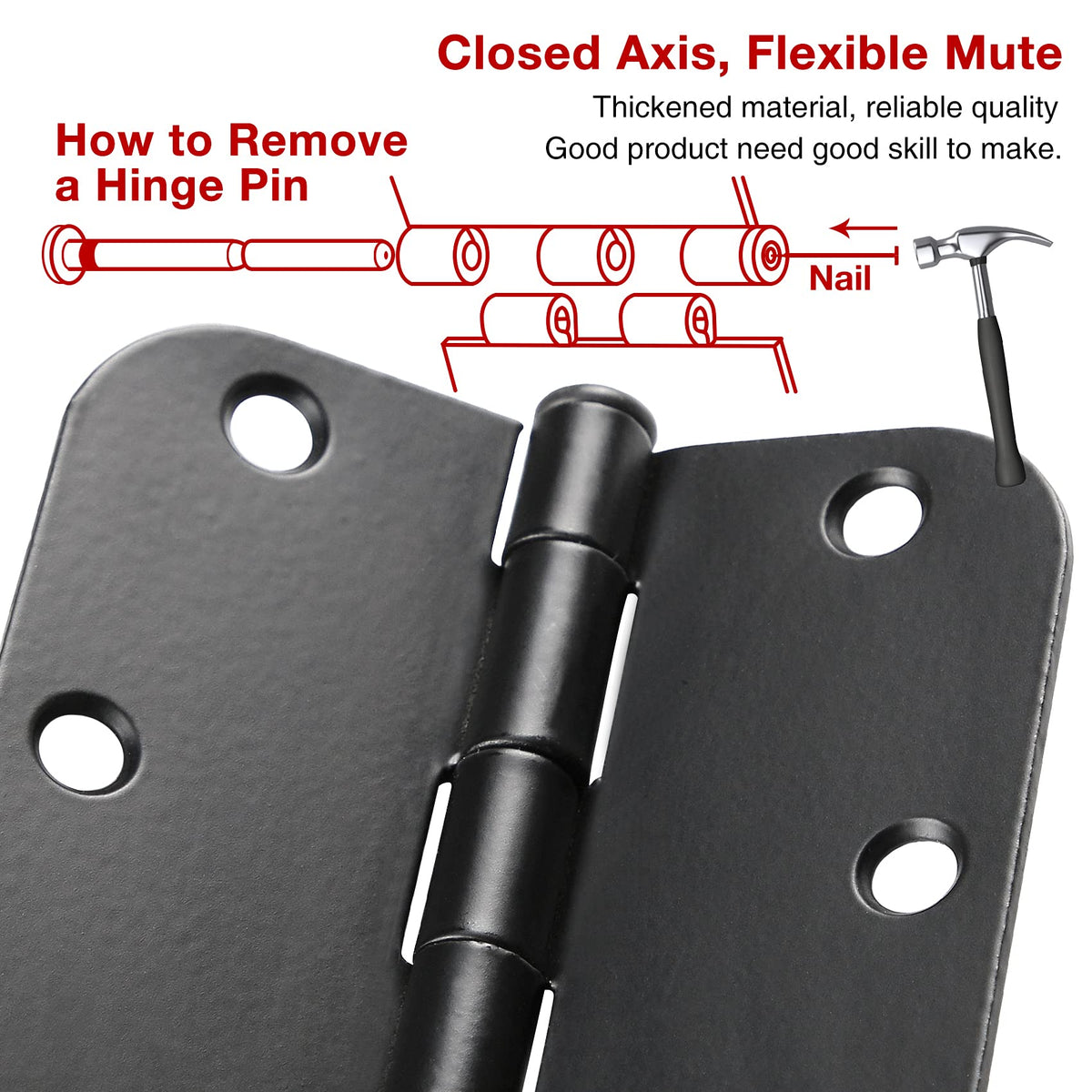 TDCHINGES hinge with 5-8 radius for smooth interior door operation